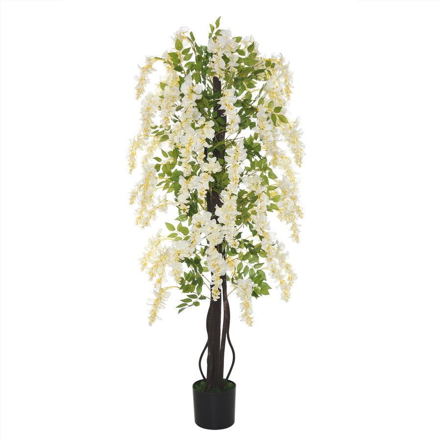 Künstliche Glyzinien Groß 165cm Kunstpflanze, Plastik Künstliche Pflanzen Kunstblumen Im Topf, Fake Plant Wie Echt Für Büro Wohnzimmer Schlafzimmer Moderne Dekoration Geschenk