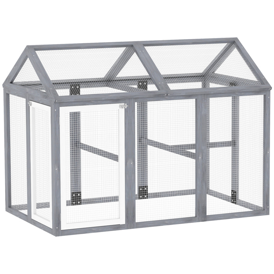 PawHut Large Chicken Run, Wooden Chicken Coop, With Combinable Design - Wood Effect