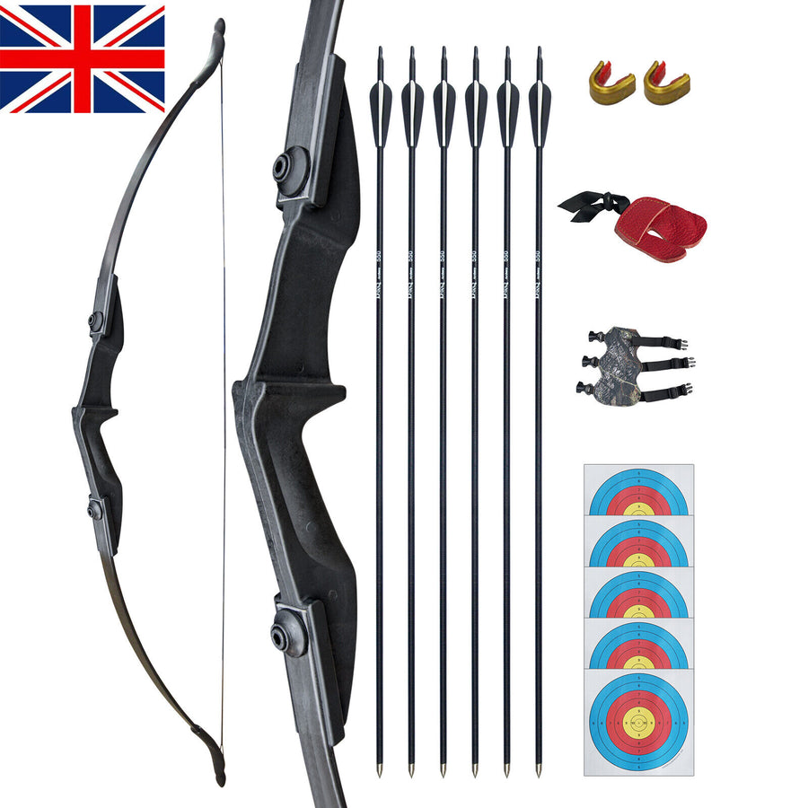 53 Takedown Recurve Bow Fiberglass Arrows Set 40lbs Archery Bow Hunting Shoot UK