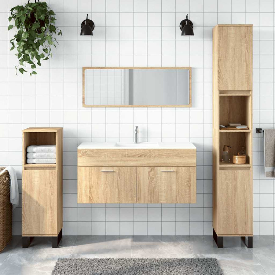 bathroom cabinet with mirror, Sonoma oak wood composite, bathroom cabinet
