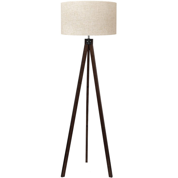 Tripod Floor Lamp Mid Century Modern Standing Lamps For Living Room  Light-Diffusing Linen Shade Premium Rubberwood Tripod With E26 Base  Adding Warmth To Bedroom Office & Study Corner