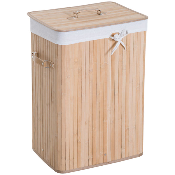 Wäschekorb Schmal Mit Deckel Wäschesammler 72L Mit Griff Für Waschküche Schlafzimmer Natur