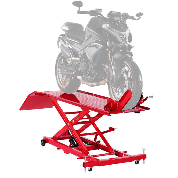 Motorradheber Motorradhebebühne Hydraulisch (Max. 787 Mm Hubhöhe) Hebeständer Rollbar, Fahrrad-Reparaturständer (453,59 Kg Belastbar) Mit Sicherheitsschloss Für Geländefahrzeuge Dirtbikes