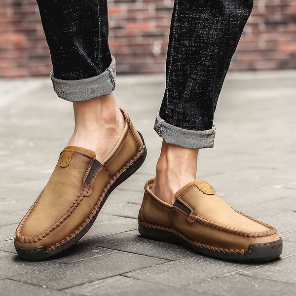 Hand-stitched Shoes All-match British Leather Shoes