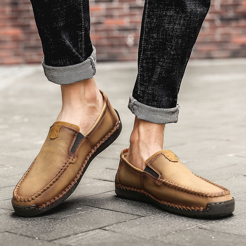 Hand-stitched Shoes All-match British Leather Shoes