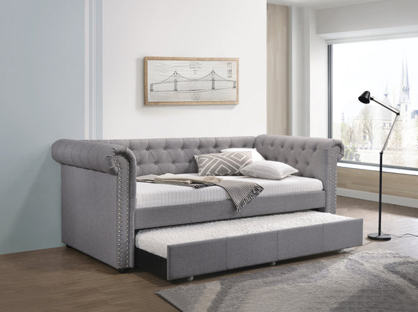 Justice Smoke Gray Fabric Daybed W Trundle  Twin