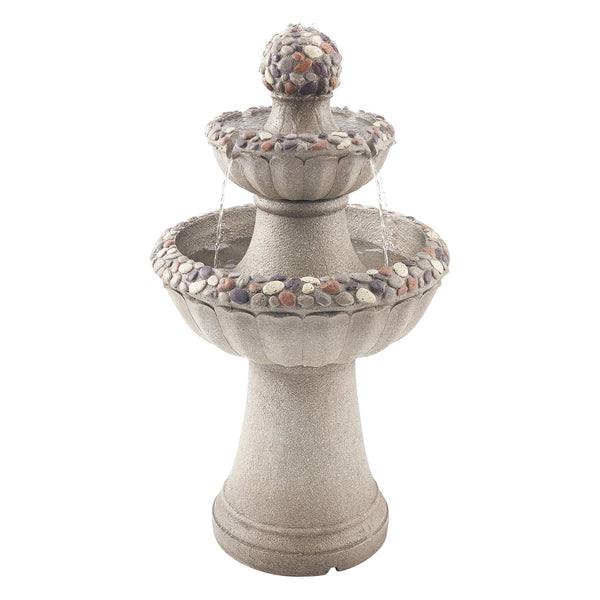 Gartenbrunnen Für Den Außenbereich, 927 Mm Hoch, Moderner 2-stufiger Wasserfall, Springbrunnen Aus Fiberglas & Harz, Mit Wasserpumpe, Für Gärten, Terrassen, Hinterhöfe, Heimdekoration