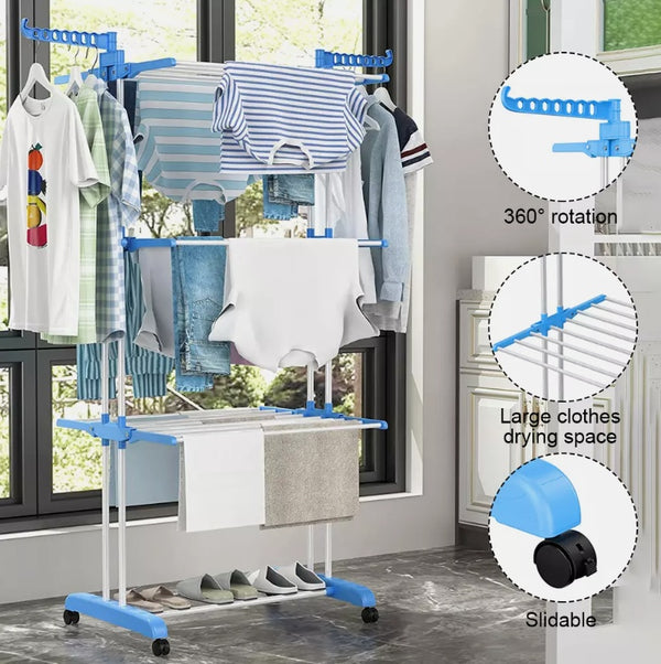 Extra-Large Foldable 3-Tier Indoor Outdoor Clothes Drying Rack