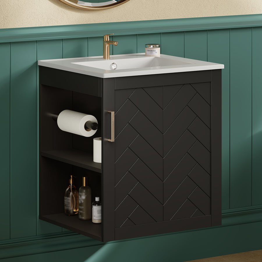 20 Wall Mounted Bathroom Cabinet With Side Cabinet Combo, Bathroom Cabinet With Soft-Closing Door, Modern Bathroom Vanity With Sink