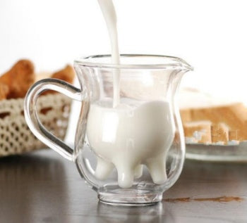 Creative Cow Double Layer Glass Creamer Cup 250ml Lovely Milk Jug Juice Tea Coffee Cup Clear Glass Mug Milk Frother Pitcher