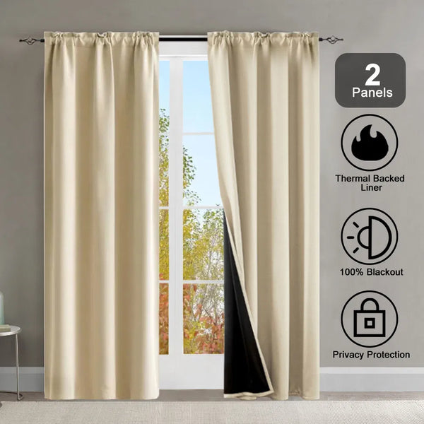 Grommets Thermal Insulated With Coated Lining 52 In. W X 63 In. L Indoor Blackout Curtains Set Of 2