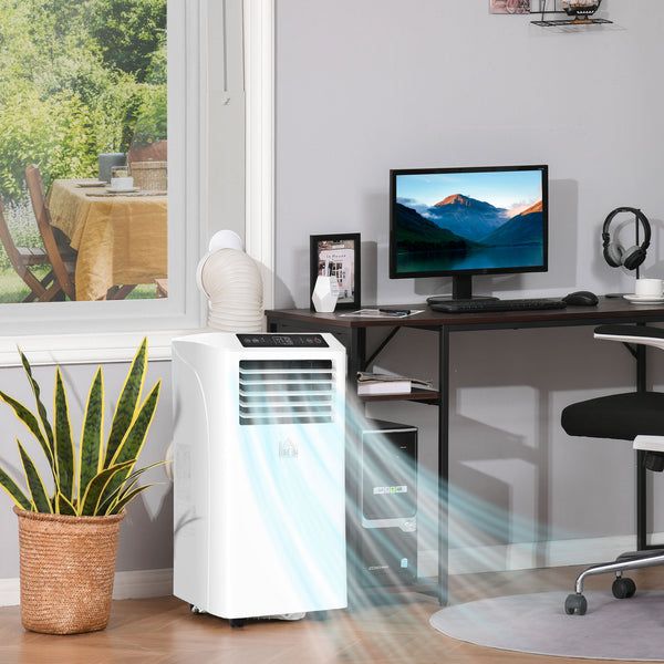 8000BTU Mobile Portable Air Conditioner with Cooling, Dehumidifier, and Ventilating with Remote Control, 2 Speed Fans, 24-Hour Timer for Bedroom, Living Room, Home Office, White