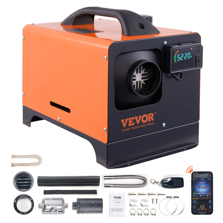 Luft Dieselheizung Standheizung 12 V 5 KW, Luftheizung Air Diesel Diesel Standheizung Lufterhitzer, 0,16–0,52 L/Std. Dieselheizung Mit LCD-Display & 10 M Fernbedienung & Bluetooth-APP Steuerung