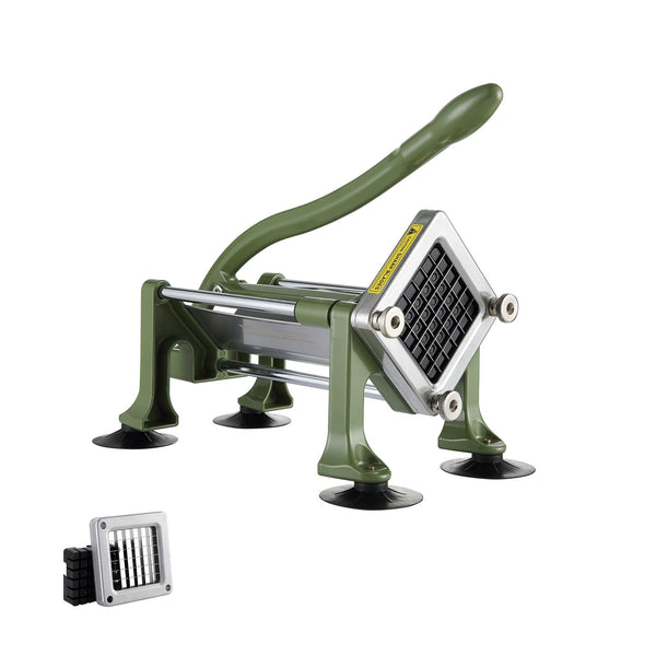 Pommes-Frites-Schneider, Kartoffelschneider Mit 1/2 Zoll Edelstahlklingen, Manueller Kartoffelzerkleinerer Mit Saugnäpfen & Grünem Griff, Ideal Für Kartoffeln Pommes Frites Gurken Gemüse