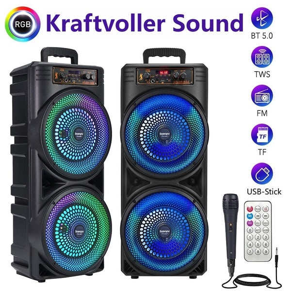 Large Wireless Bluetooth Speaker & Music Box With Microphone, Party LED Light