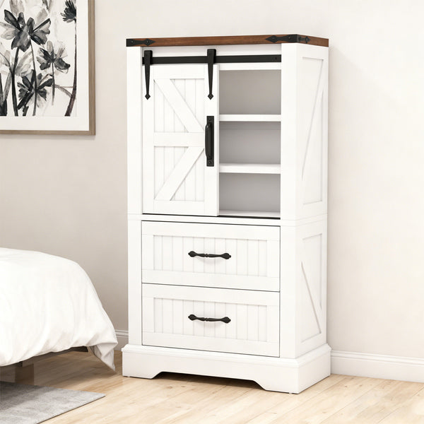 Farmhouse Bathroom Floor Cabinet Freestanding Wooden Storage Organizer