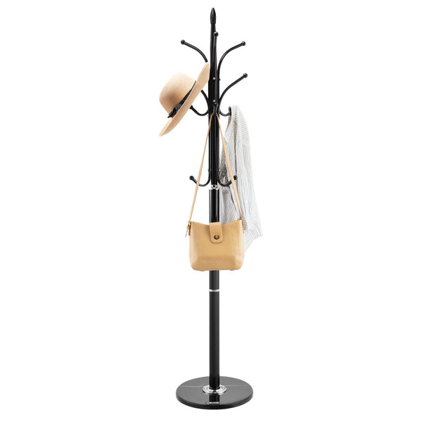 Garderobenständer, 370x370x1800 Mm, Kleiderständer Mit Marmorsockel & 6 Haken, Flurgarderobe Für Eingangsbereich, Schlafzimmer, Büro, Wohnzimmer, Kleiderbügel Für Mäntel, Hüte, Taschen