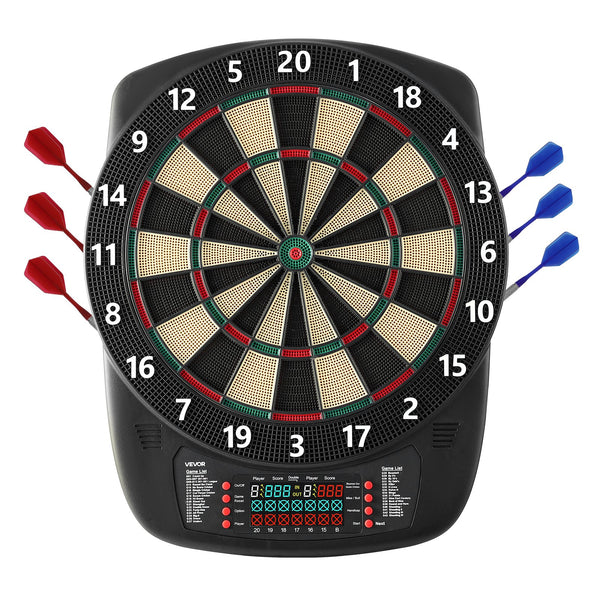Elektronische Dartscheibe3429 Mm E-Dartboard Mit 43 Spielen & Über 200 Variationen Für Bis Zu 8 Spieler 6 Dartschäfte Mit Flights & 50 Ersatz-Pfeilspitzen