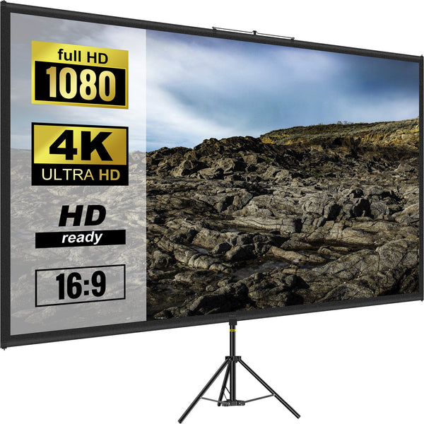 16:9 Beamer Leinwand Stativ 4K HD Projektionsleinwand Rolloleinwand Projektionsfläche 133x76cm Präsentationswand Höhe Von 200-250cm Einstellbar Ideal Für Heimkino Tagungen Hochzeiten Schulungen
