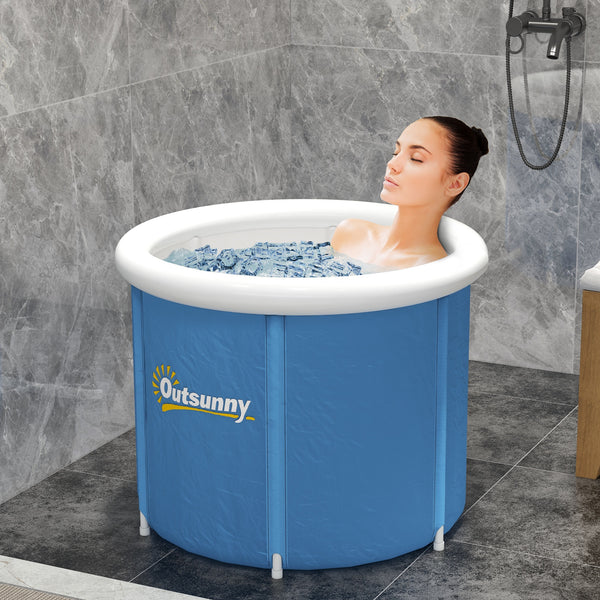 Cold Plunge Tub, Portable Ice Bath Cold Water Therapy Tub with Thermo Lid, for Athletes Recovery, Dark Blue