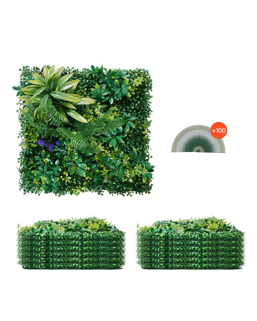 Künstliche Hecke, 12 Stück, 500x500x50 Mm, 3D-Kombination, Künstliche Pflanzenwand, Grüne Dekoration & Efeu-Zaunbedeckung, Sichtschutz-Hintergrundwand, Heckenschutz Für Den Garten