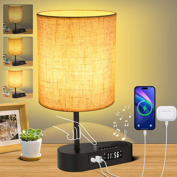 Multifunctional Bluetooth-compatible Playing Alarm Clock Fabric Table Lamp