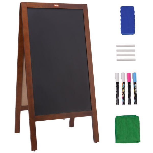 Kundenstopper Werbeaufsteller Mit Holzrahmen 508 X 1016 Mm, Werbetafel Aufsteller 432 X 750 Mm Speisetafel Braun Inkl. 8 Kreidemarker Zum Schreiben Mit Kreide Für Restaurants, Bars Usw.