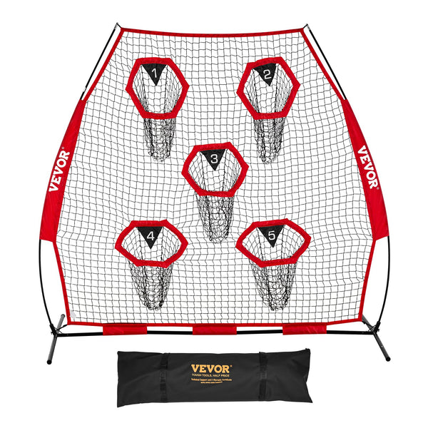 Fußballtrainer Wurfnetz Übungsnetz (2170 X 1255 X 2230 Mm) Mit 5 Zieltaschen & Tragbarer Aufbewahrungstasche & Bogenrahmen Training Für Die Passgenauigkeit Des Quarterbacks Rot