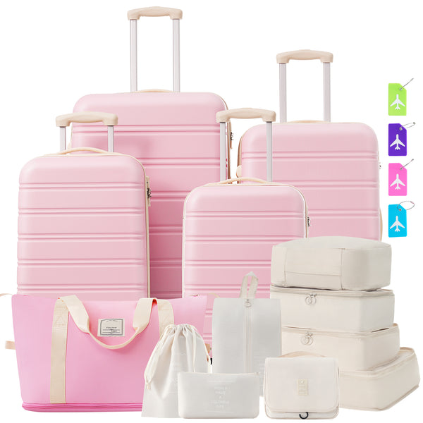Hardshell Luggage Sets 4 Pcs  Bag Spinner Suitcase With TSA Lock Lightweight-16-20-24-28 Luggages