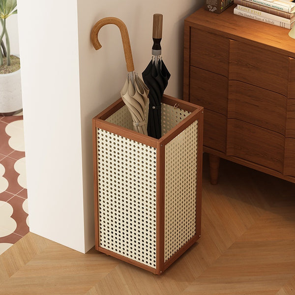 Moso Bamboo And Rattan Woven Umbrella Stand