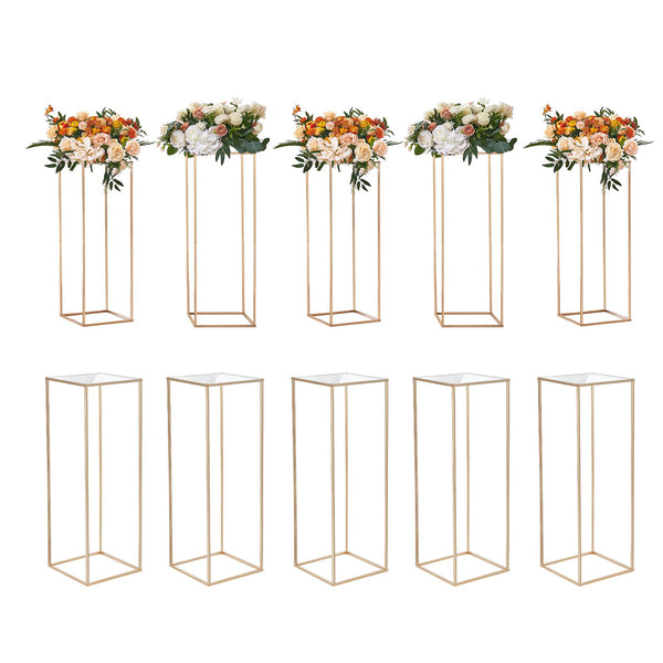 10er-Set Blumenhocker Eckig 28x28x80cm Blumenständer Eisen Beistelltisch Modern Blumensäule Gold-Galvanisierung Pflanzenhocker Pflanzenständer Metallständer Für Dekoration Von Bars Hotels Cafés