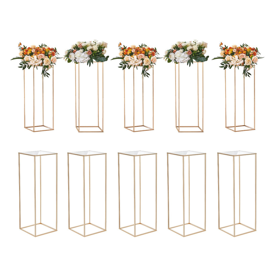 10er-Set Blumenhocker Eckig 28x28x80cm Blumenständer Eisen Beistelltisch Modern Blumensäule Gold-Galvanisierung Pflanzenhocker Pflanzenständer Metallständer Für Dekoration Von Bars Hotels Cafés
