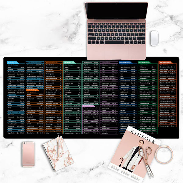 Full English Shortcut Keys Super Large Stain-resistant Office Mouse Mat