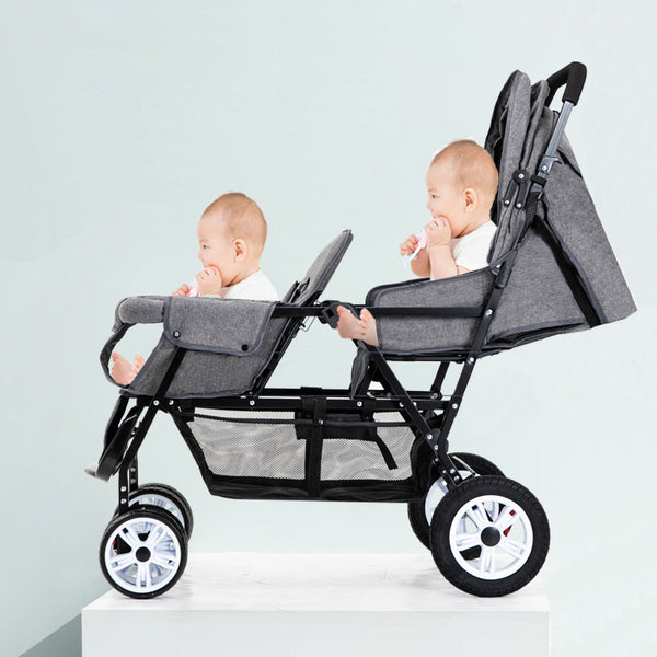 High-carbon Steel Lightweight Foldable Double Stroller