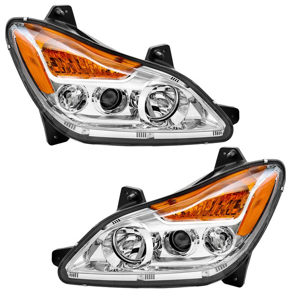 Headlights Compatible With 2022-2024 Kenworth T680 Chrome
