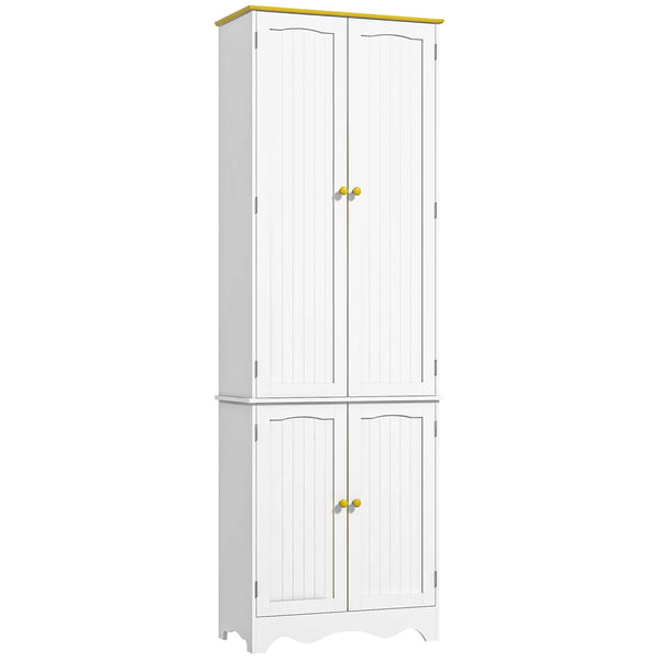 Freestanding 4-Door Kitchen Cupboard, Storage Cabinet Organizer With 4 Shelves, 183cm, White