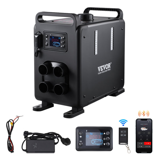 8 KW Dieselheizung 12 V / 24 V All In One Diesel-Luftheizung Mit Bluetooth App-Steuerung & Fernbedienung & Anzeigebildschirm & CO-Alarm, Schnell Aufheizende Vertikale Tragbare Dieselheizung