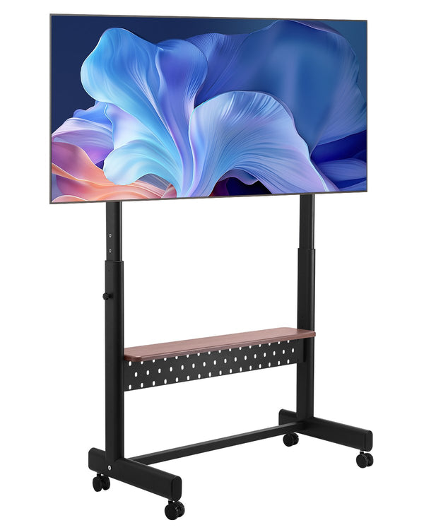 Rollbarer TV-Ständer TV-Wagen Für 1397-2540 Mm Bildschirme, Höhenverstellbarer Tragbarer Monitorständer Mit Ablage Bis Zu 92,99 Kg Für Wohnzimmer Schlafzimmer Büro (Max VESA 800 X 600 Mm)